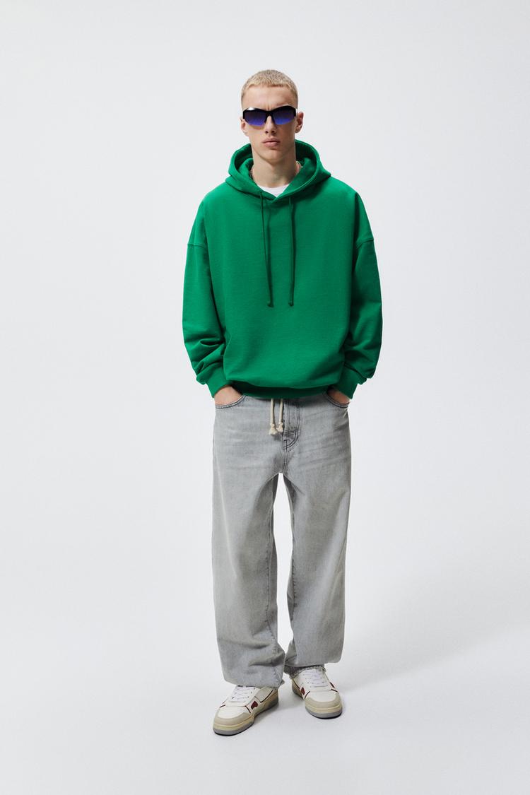 OVERSIZED HOODED SWEATSHIRT Green ZARA Canada